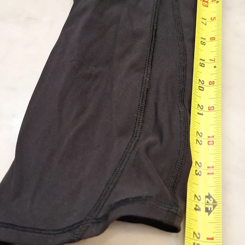 Lululemon Black Cropped Sheer Side Leg‎ Panel Midrise Leggings Sz 8 Yoga Walking